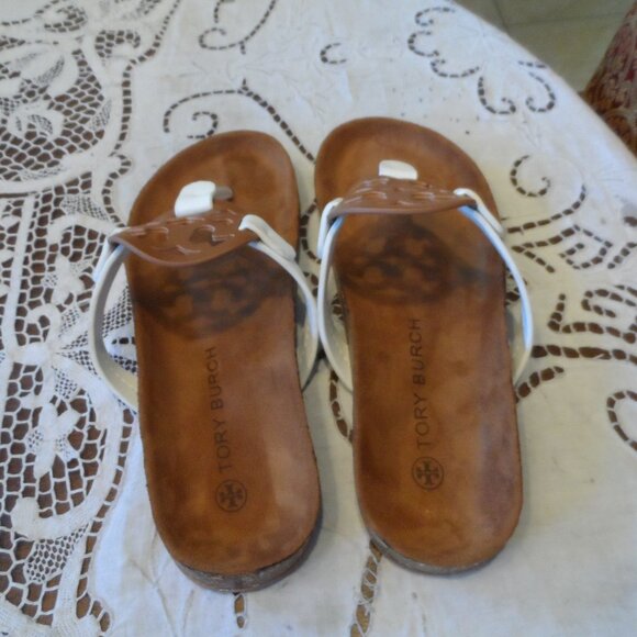 New Tory Burch Miller Cloud Cork Brown/White Leather Size 9B - Picture 5 of 14